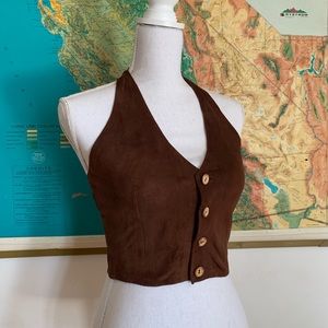 Vintage Leather Suede Halter Top